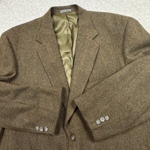 Lacrosse 100% Wool Herringbone Tweed Sport Coat Blazer‎ Mens 42R Brown EUC